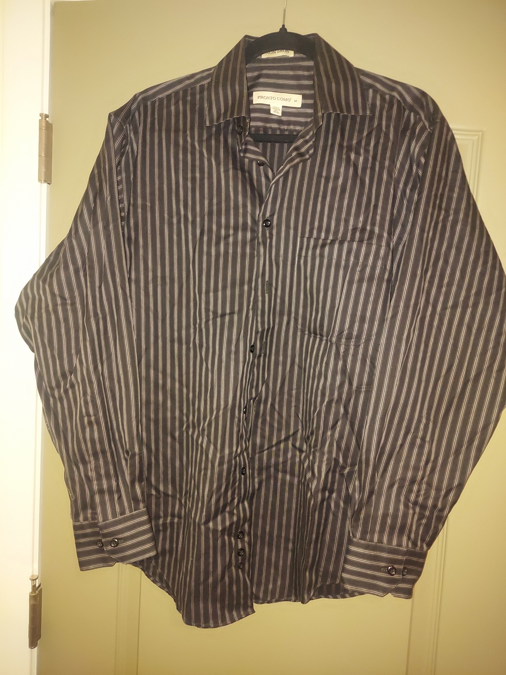 2 Shirts Pronto Uomo Black and Gray Striped Men's Dress Shirt